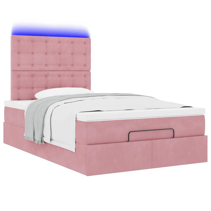 Ottoman bed met matrassen en LED's 120x200cm fluweel roze
