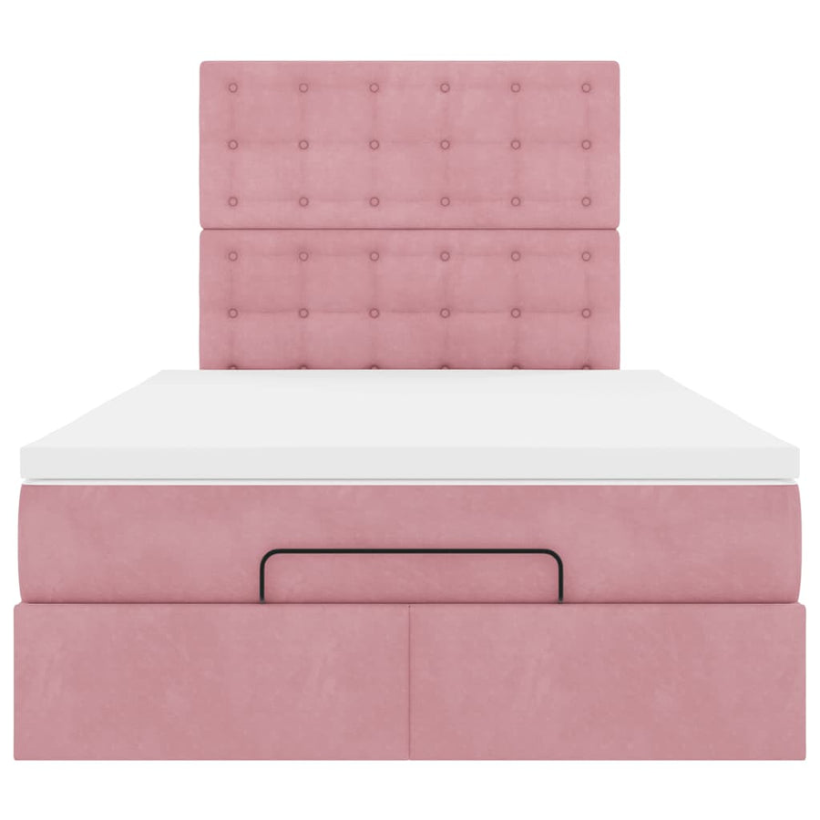 Ottoman bed met matrassen en LED's 120x200cm fluweel roze