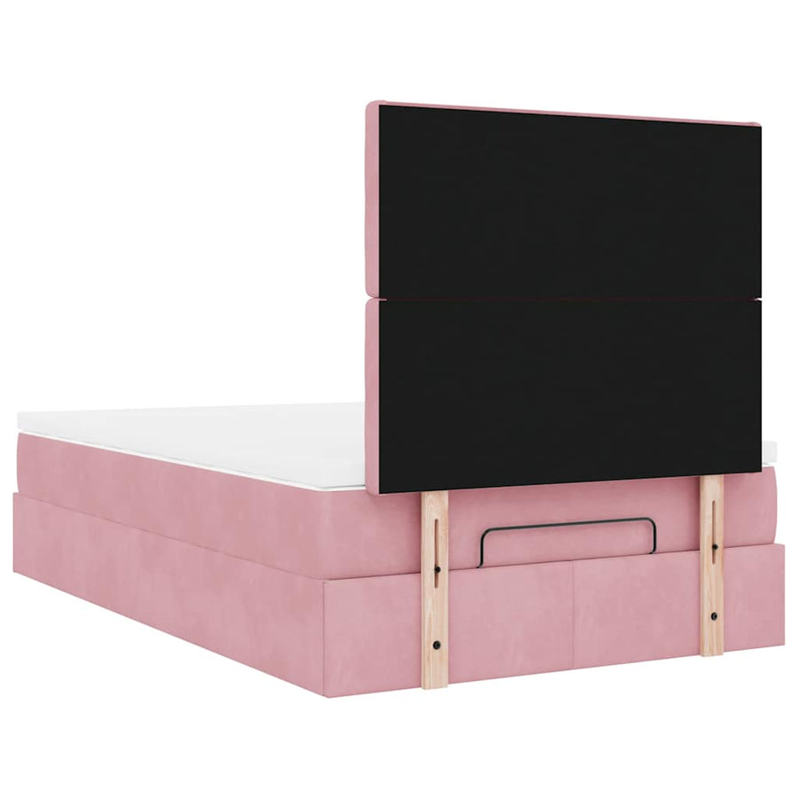 Ottoman bed met matrassen en LED's 120x200cm fluweel roze
