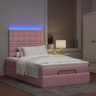 Ottomaans bed 120x200 cm roze fluweel met opbergruimte en LED