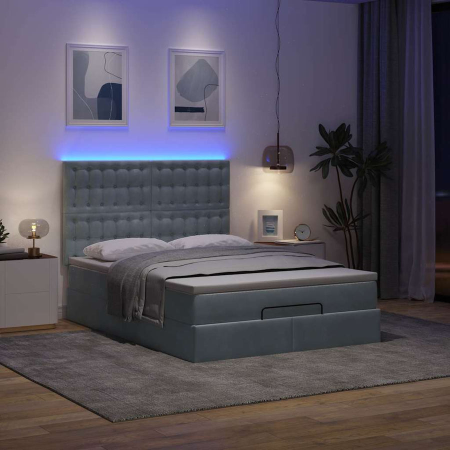 Ottoman bed met matrassen en LED's 140x190cm fluweel