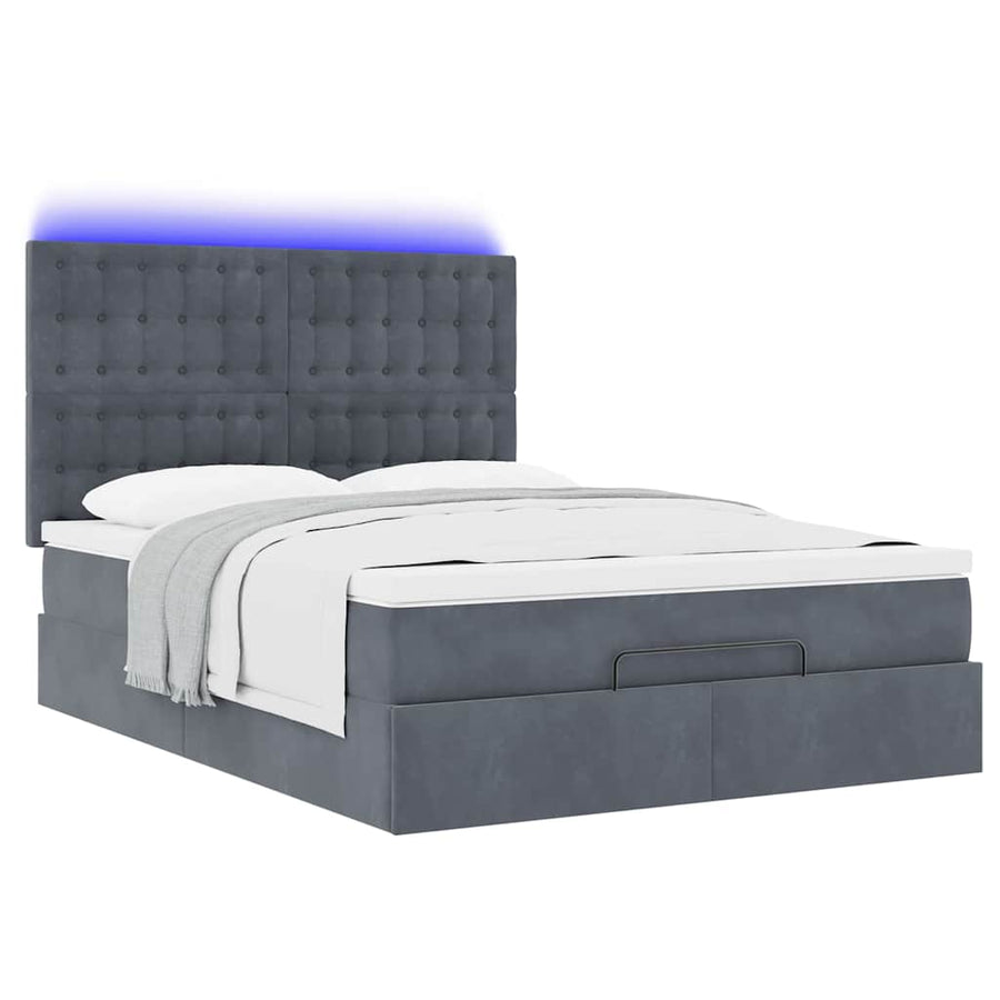 Ottoman bed met matrassen en LED's 140x190cm fluweel