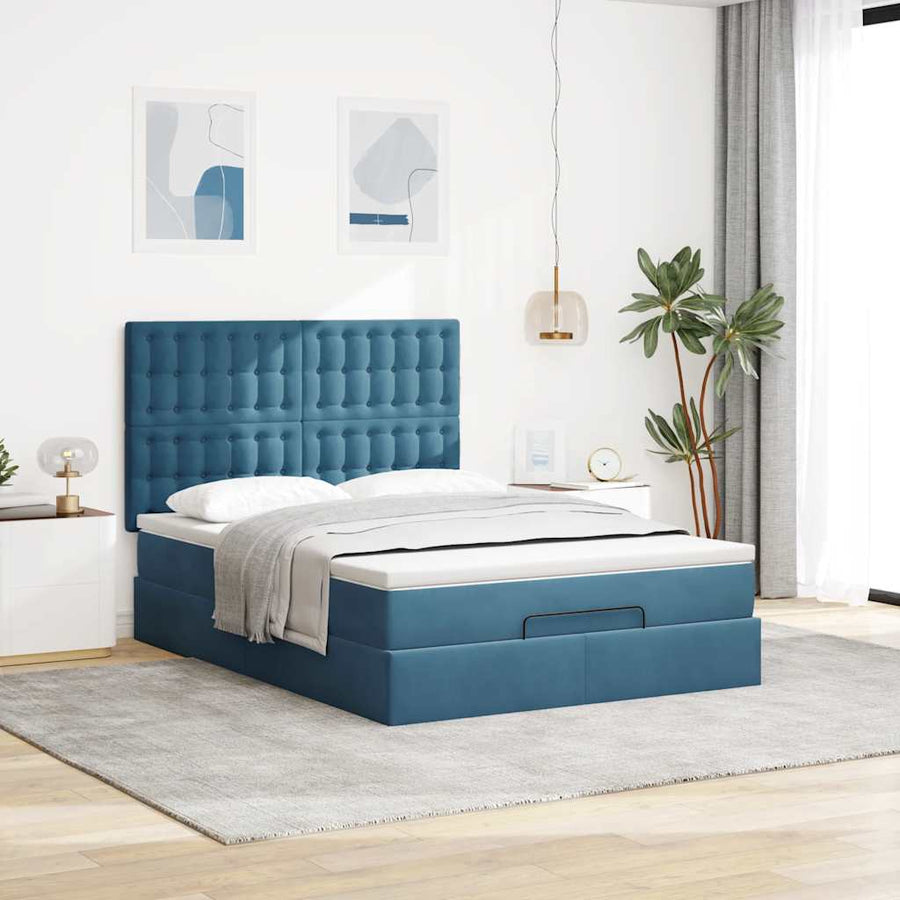 Ottoman bed met matrassen en LED's 140x190cm fluweel