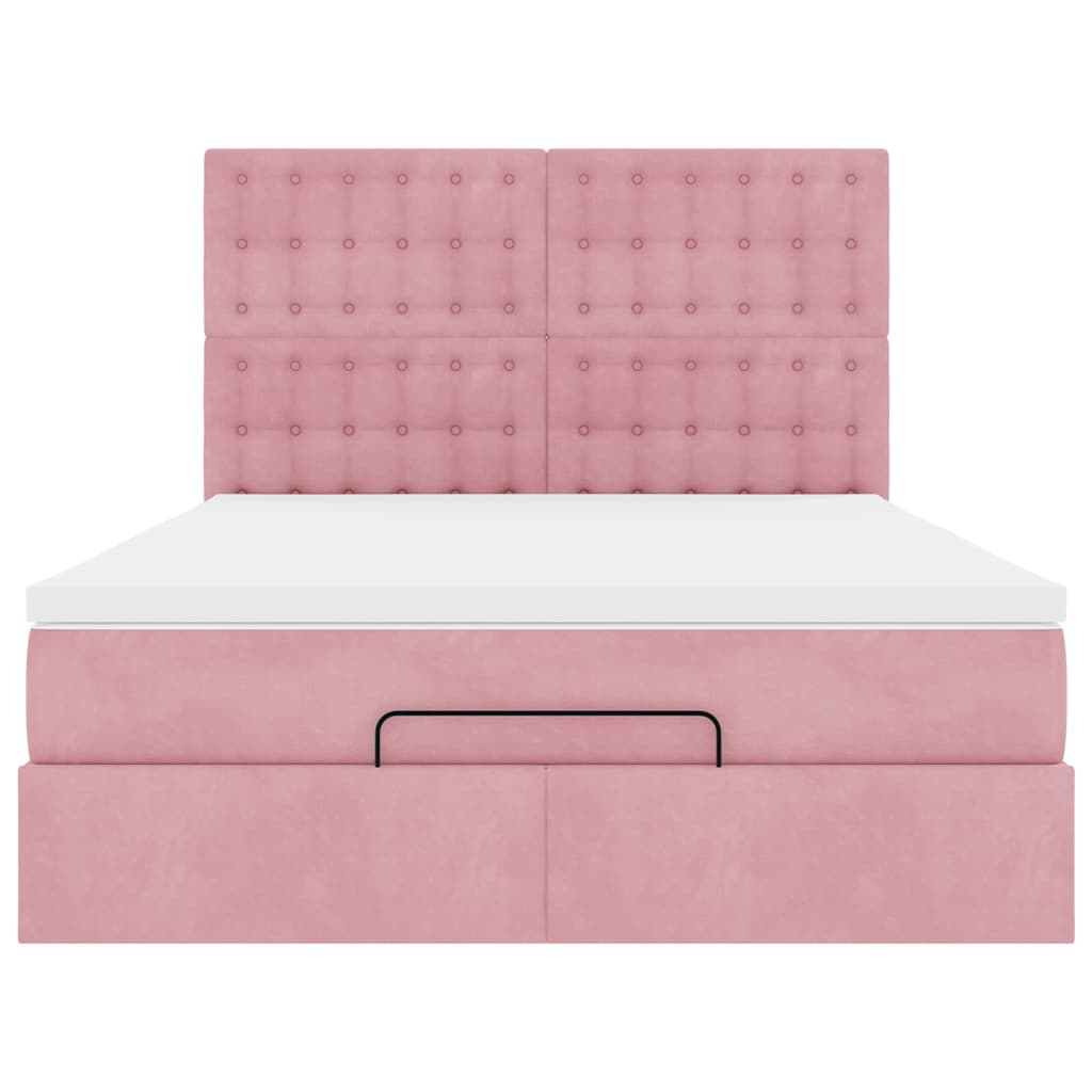 Ottoman bed met matrassen en LED's 140x190cm fluweel roze