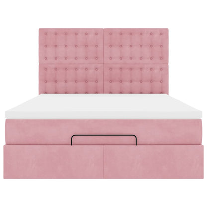 Ottoman bed met matrassen en LED's 140x190cm fluweel roze