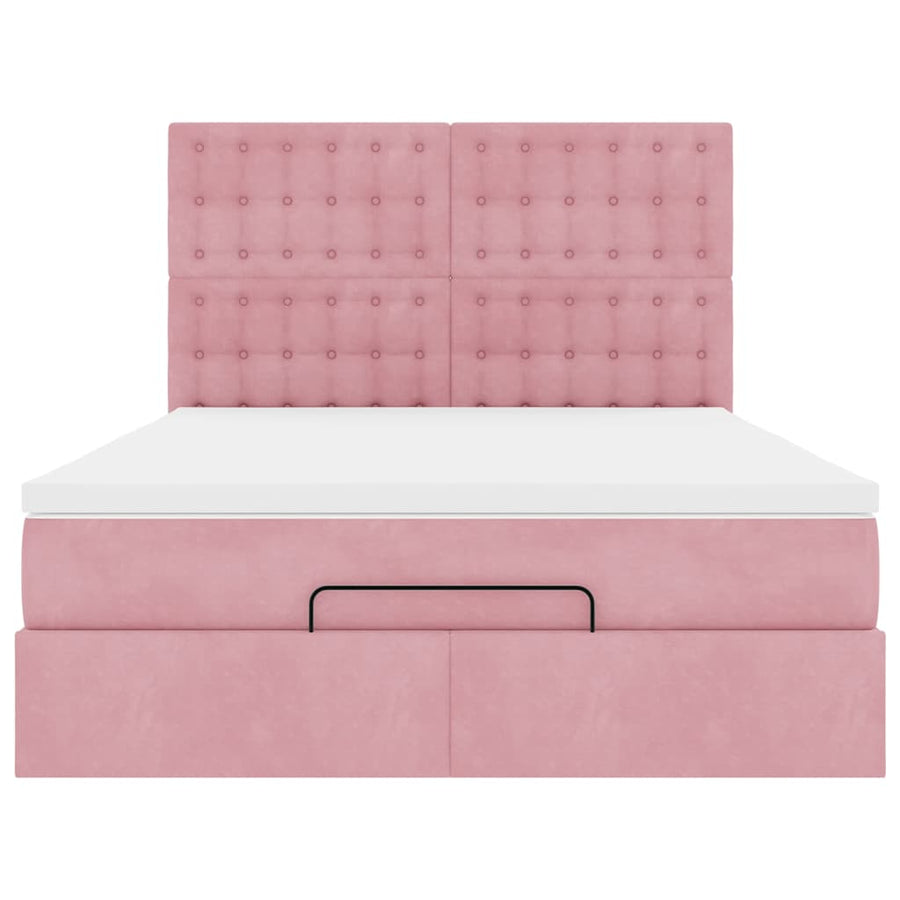 Ottoman bed met matrassen en LED's 140x190cm fluweel roze
