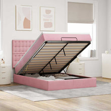 Ottoman bed met matrassen en LED's 140x190cm fluweel roze