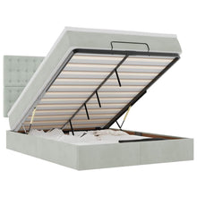 Ottoman bed met matrassen en LED's 140x200cm fluweel lichtgrijs