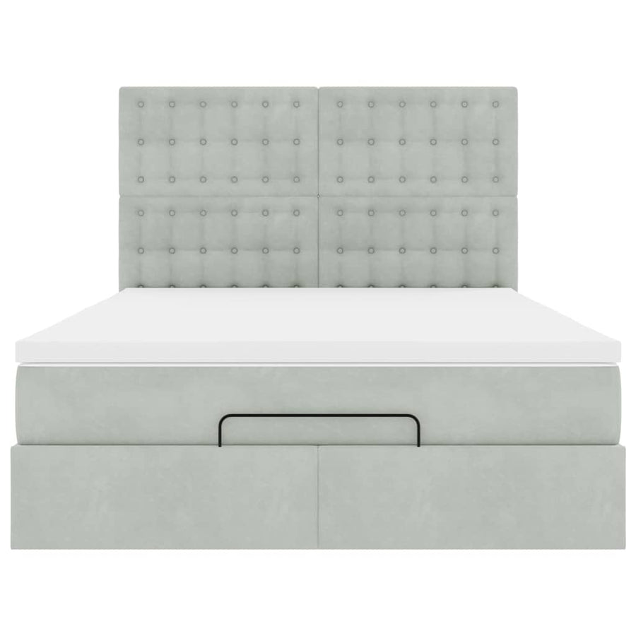 Ottoman bed met matrassen en LED's 140x200cm fluweel lichtgrijs