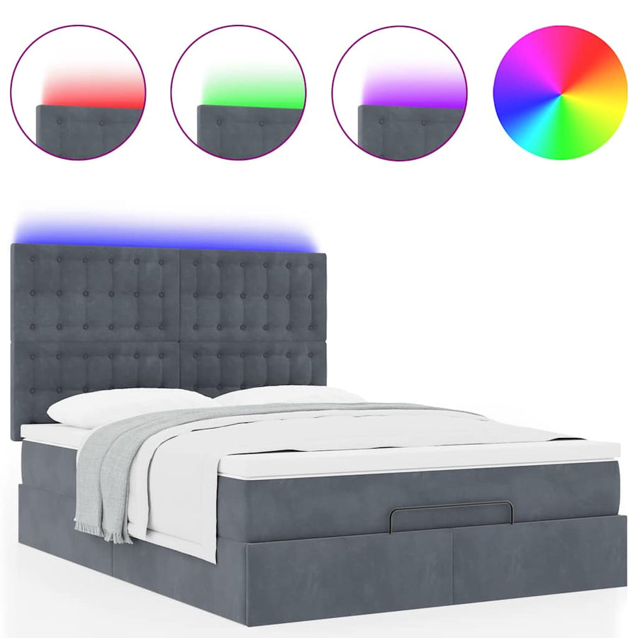 Ottoman bed met matrassen en LED's 140x200cm fluweel