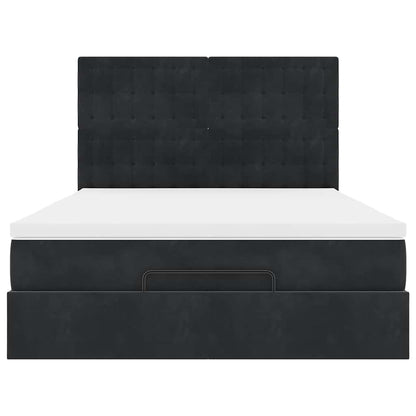 Ottoman Bed Met Matrassen En Led's 140X200Cm Fluweel 140 x 200 cm Zwart