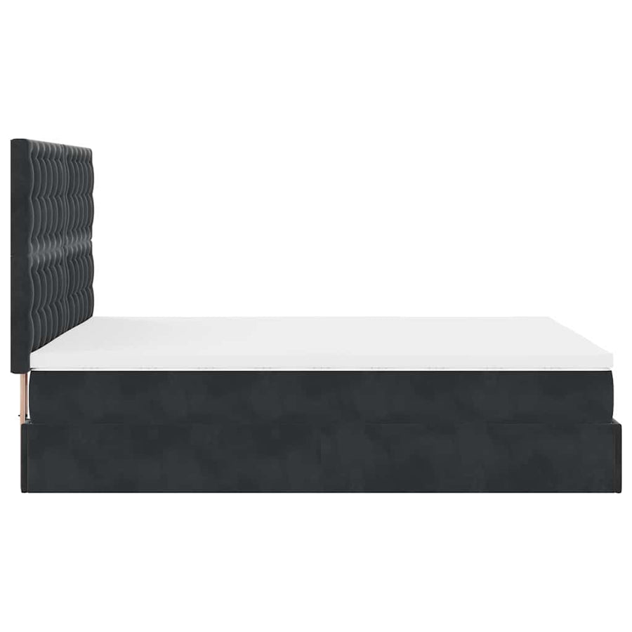 Ottoman Bed Met Matrassen En Led's 140X200Cm Fluweel 140 x 200 cm Zwart