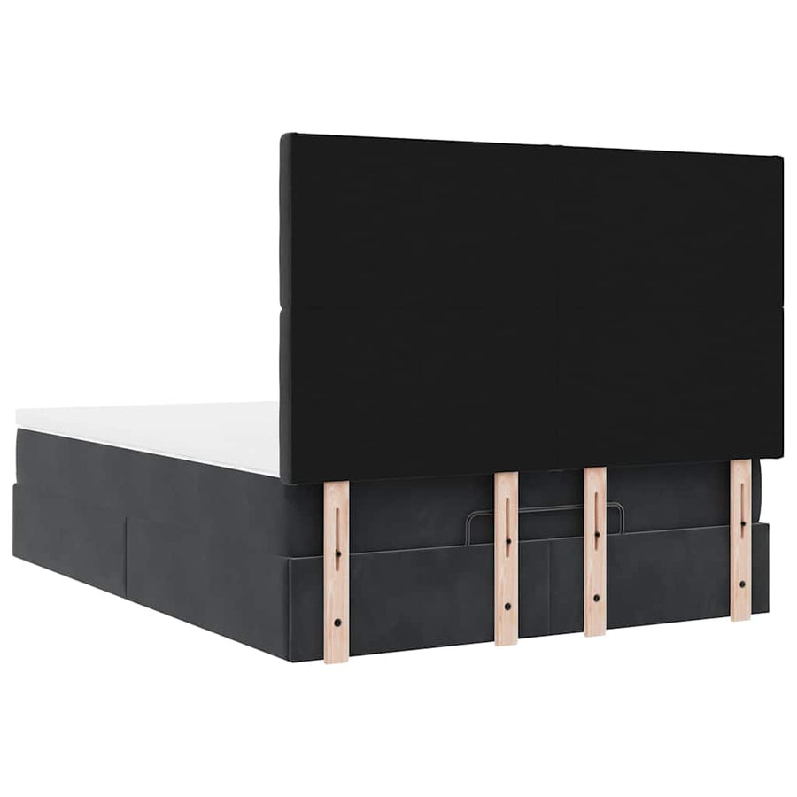 Ottoman Bed Met Matrassen En Led's 140X200Cm Fluweel 140 x 200 cm Zwart