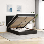Ottoman bed 140x200 cm fluweel zwart met opbergruimte