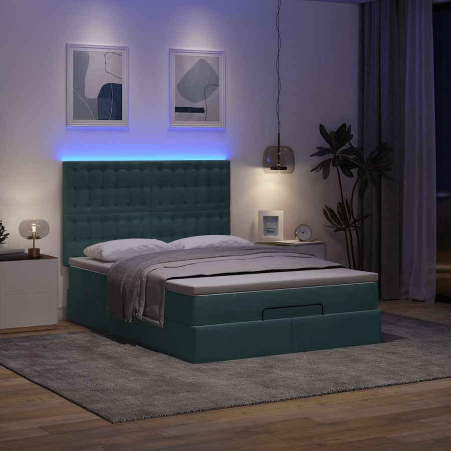 Ottoman bed met matrassen en LED's 140x200cm fluweel