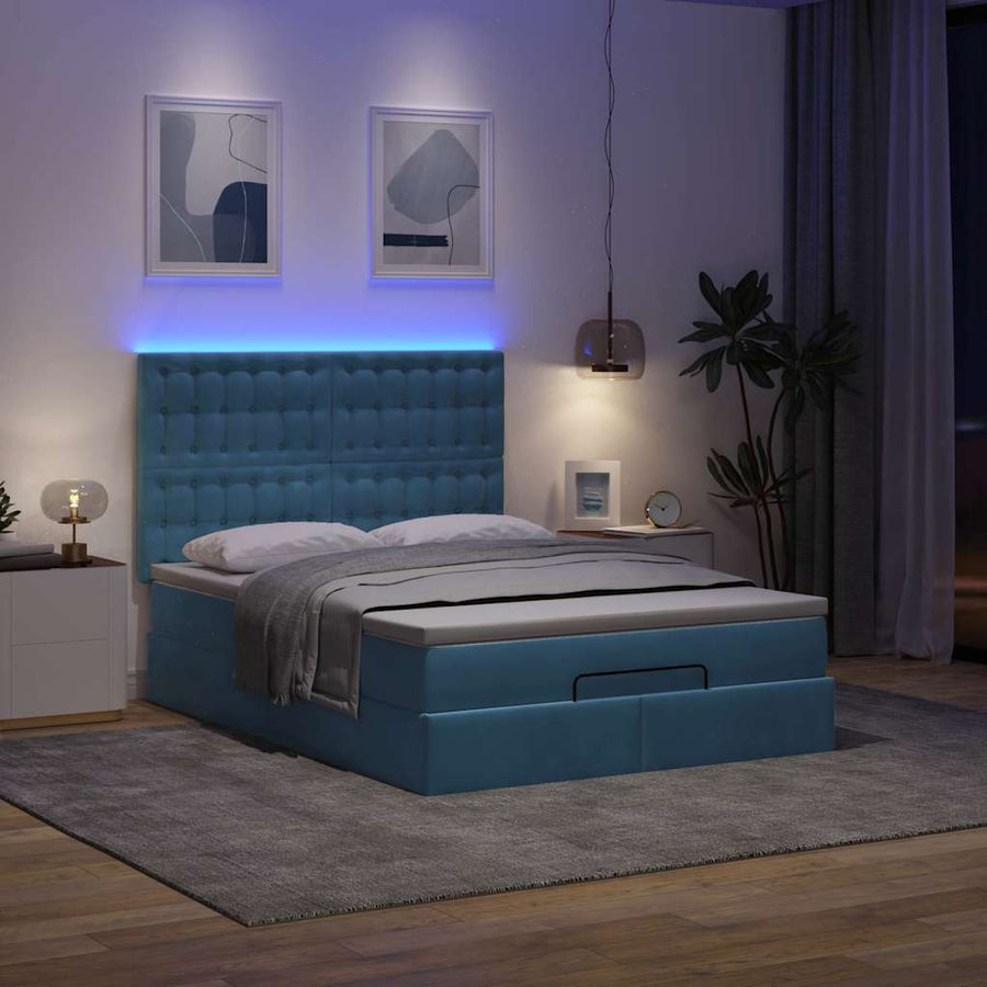 Ottoman bed met matrassen en LED's 140x200cm fluweel