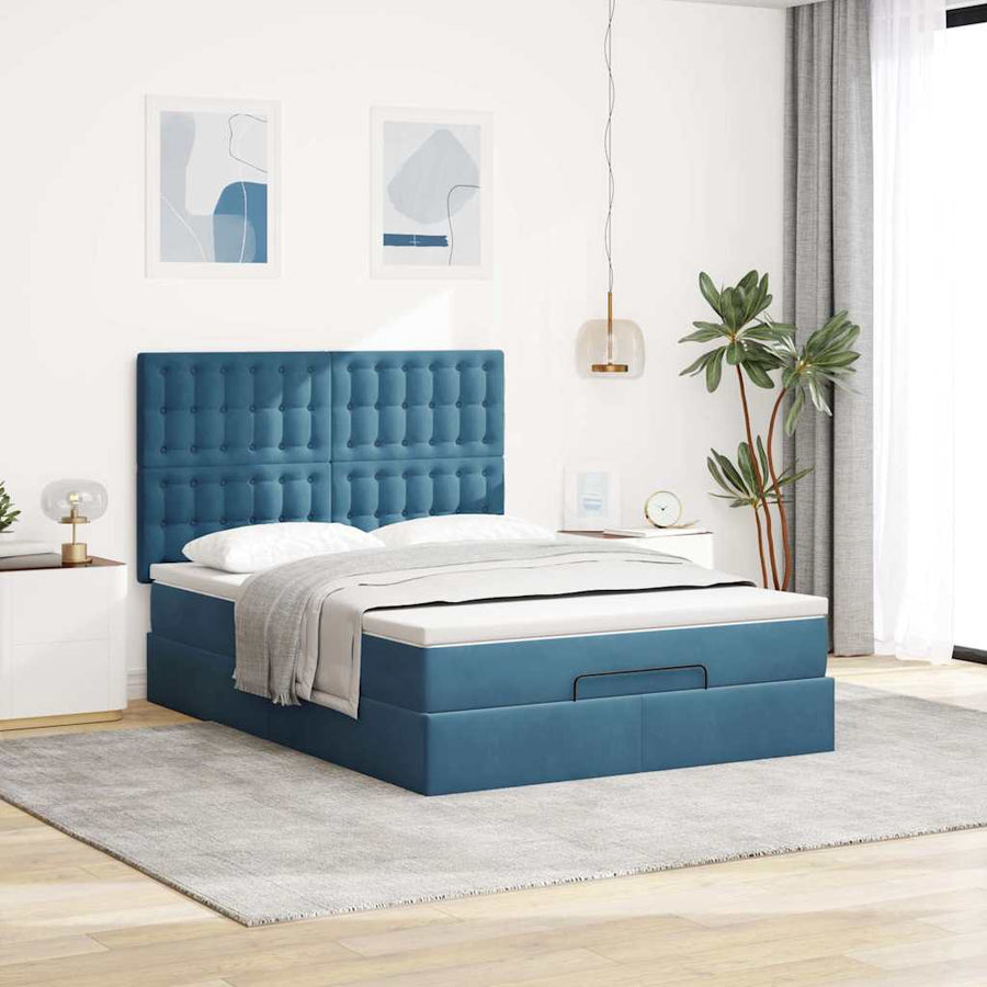 Ottoman bed met matrassen en LED's 140x200cm fluweel