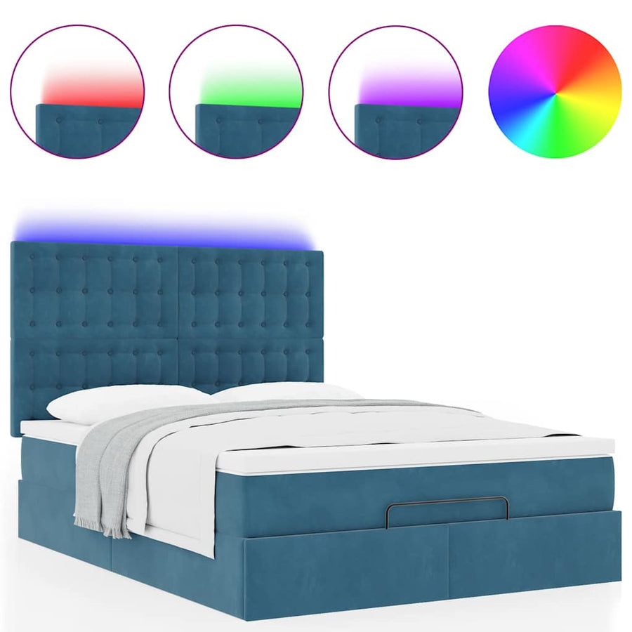 Ottoman bed met matrassen en LED's 140x200cm fluweel