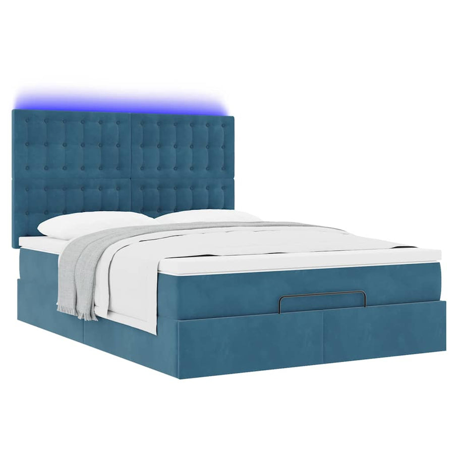 Ottoman bed met matrassen en LED's 140x200cm fluweel