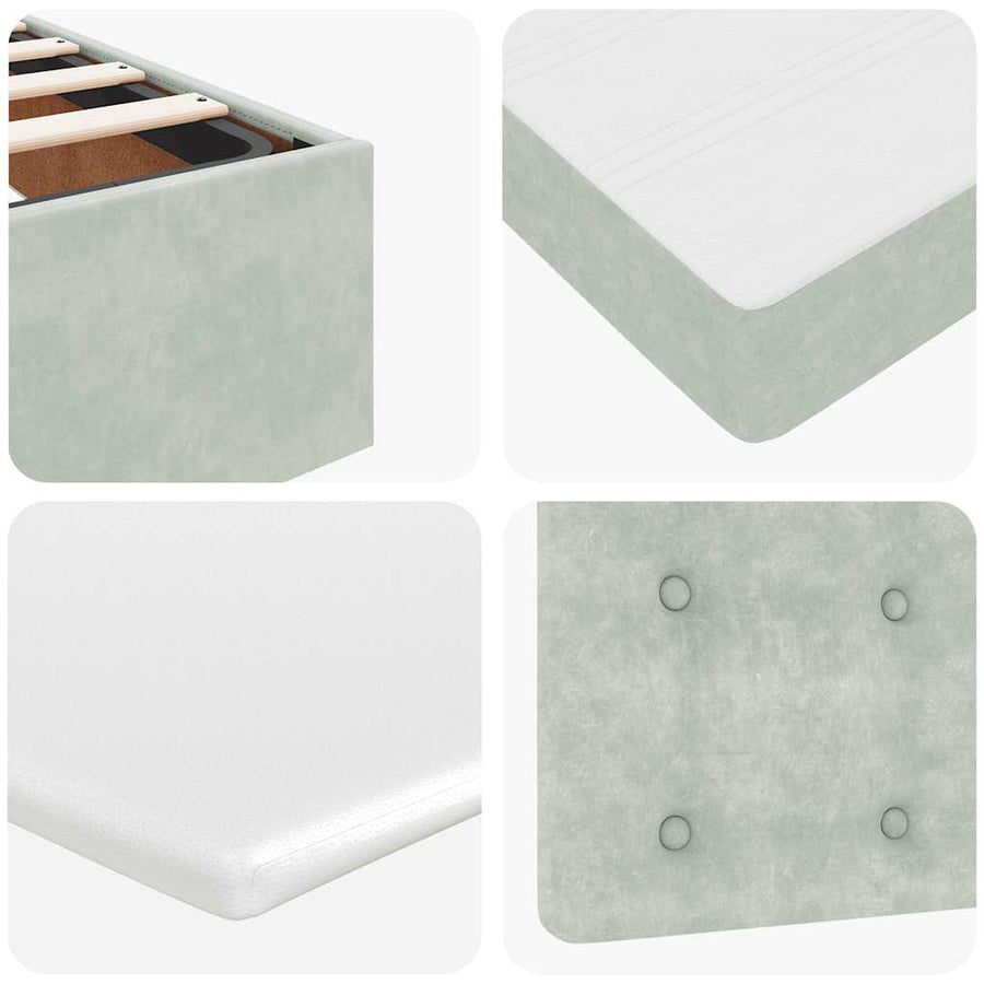Ottoman bed met matrassen en LED's 160x200cm fluweel lichtgrijs