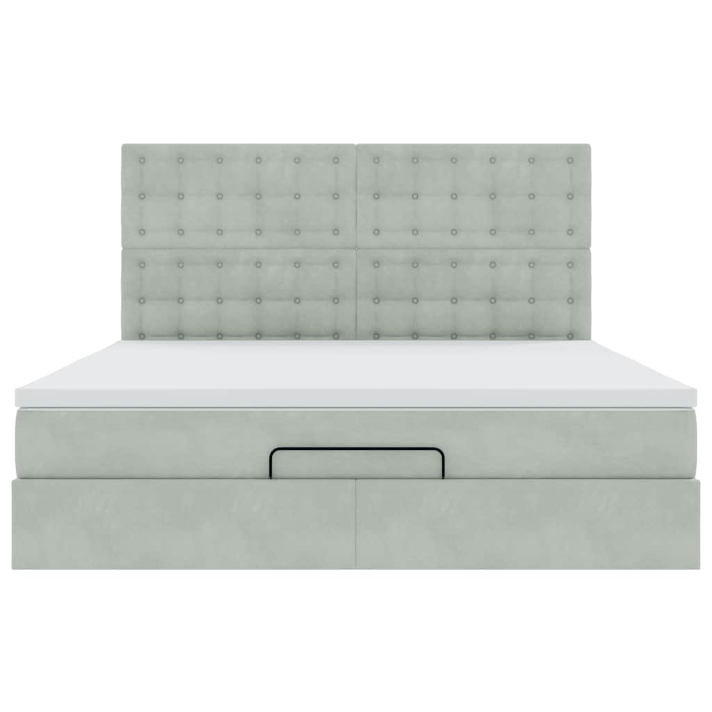 Ottoman bed met matrassen en LED's 160x200cm fluweel lichtgrijs