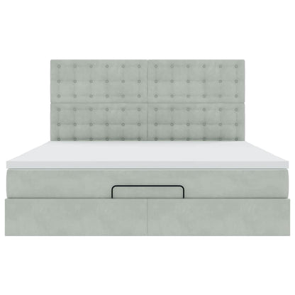 Ottoman bed met matrassen en LED's 160x200cm fluweel lichtgrijs