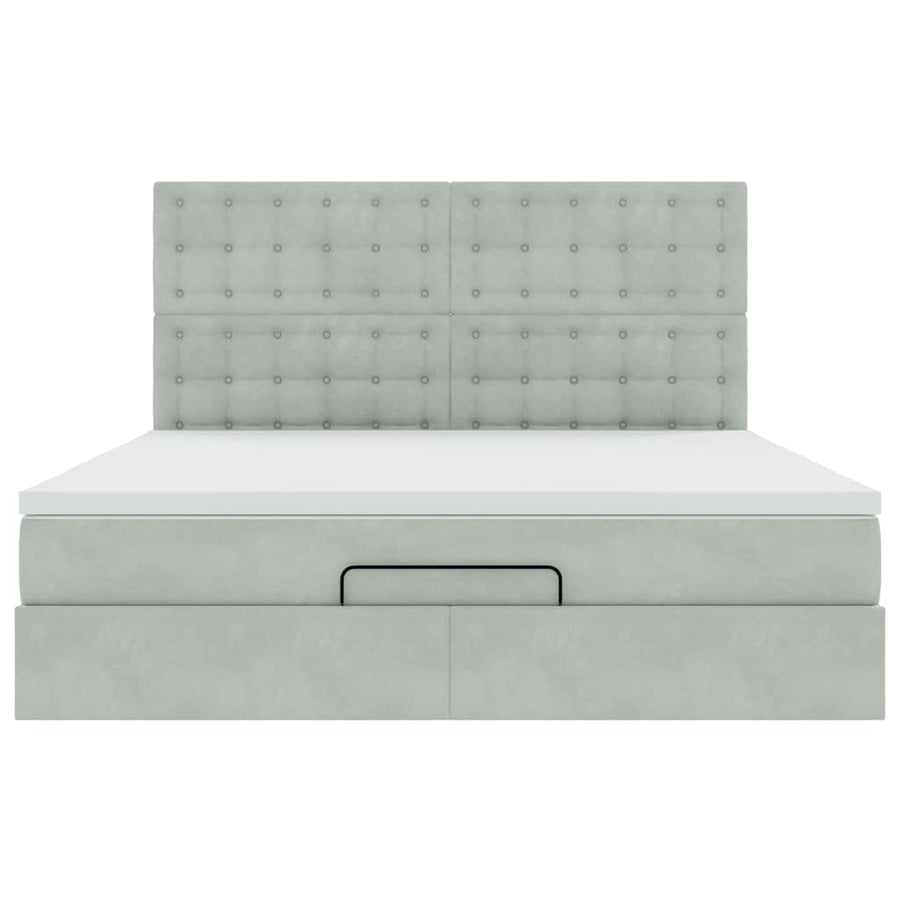 Ottoman bed met matrassen en LED's 160x200cm fluweel lichtgrijs