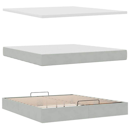 Ottoman bed met matrassen en LED's 160x200cm fluweel lichtgrijs
