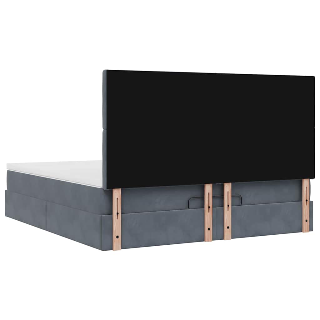 Ottoman Bed Met Matrassen En Led's 160X200Cm Fluweel 160 x 200 cm Donkergrijs