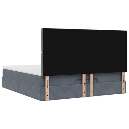 Ottoman Bed Met Matrassen En Led's 160X200Cm Fluweel 160 x 200 cm Donkergrijs