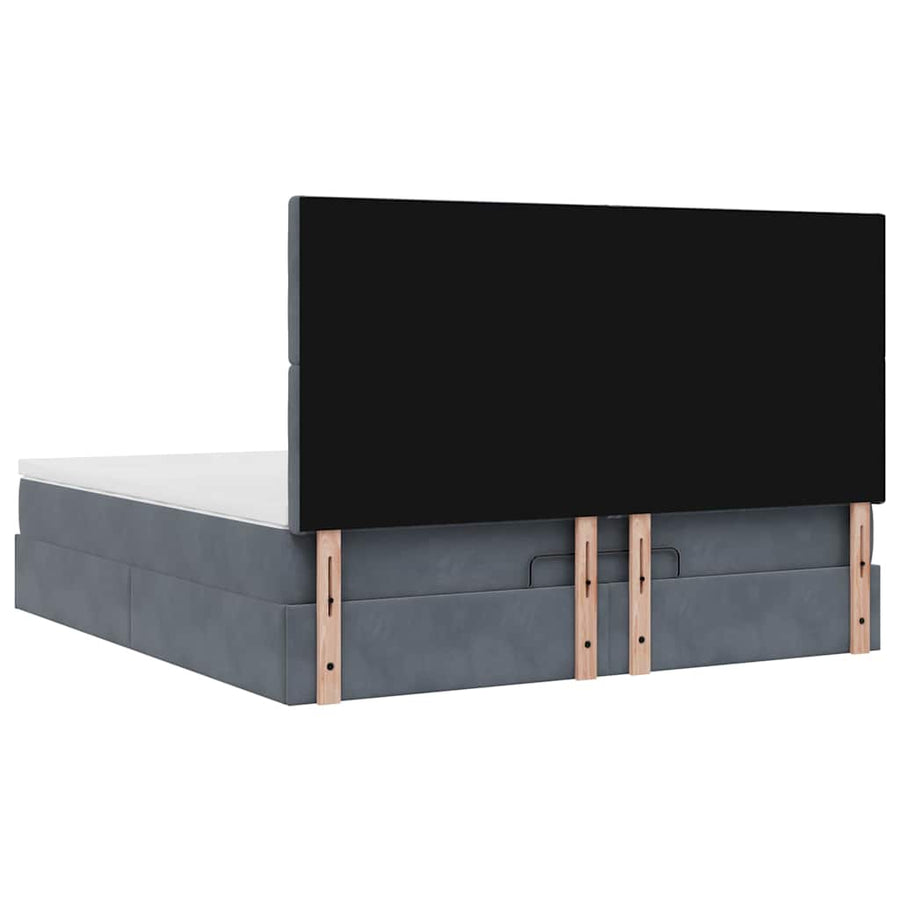 Ottoman Bed Met Matrassen En Led's 160X200Cm Fluweel 160 x 200 cm Donkergrijs