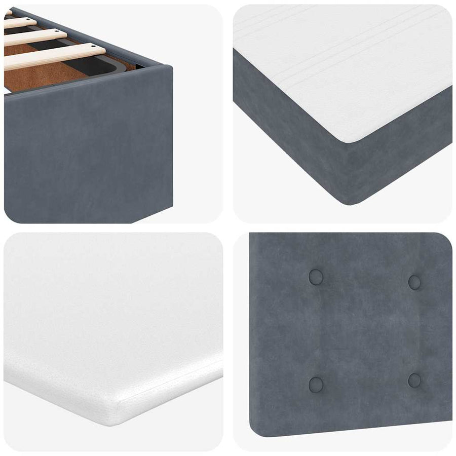 Ottoman Bed Met Matrassen En Led's 160X200Cm Fluweel 160 x 200 cm Donkergrijs