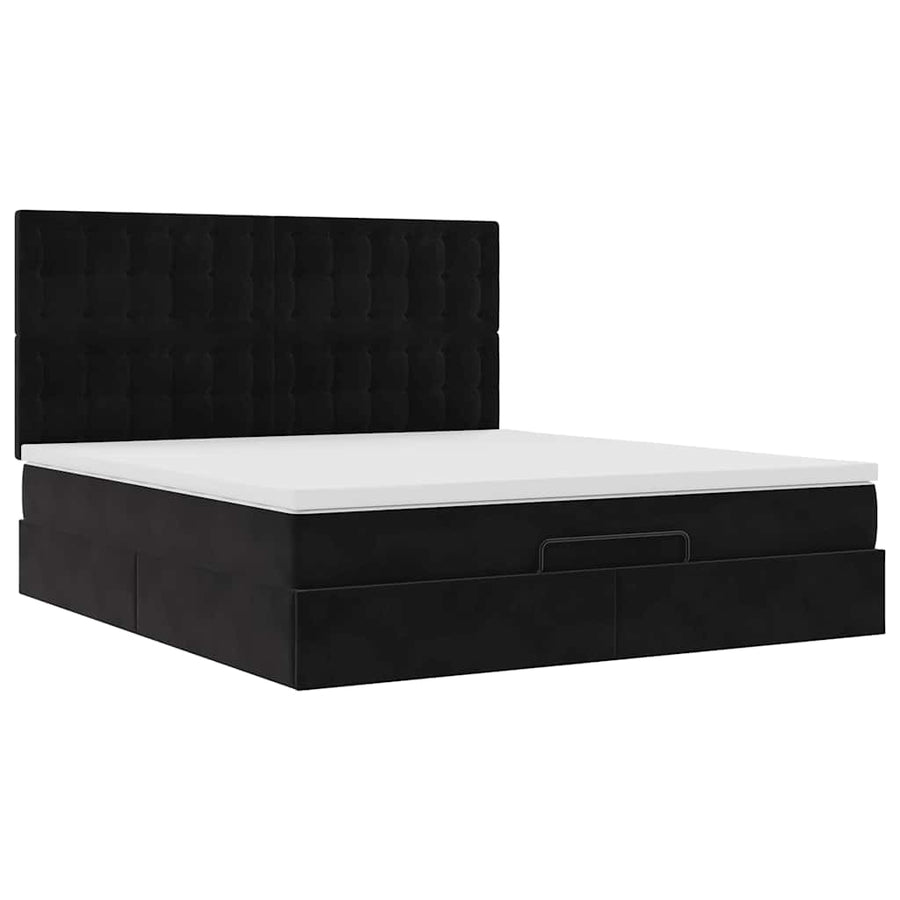 Ottoman bed met matrassen en LED's 160x200cm fluweel zwart