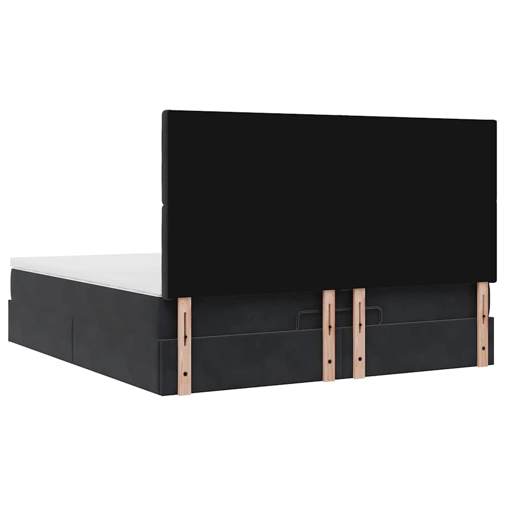 Ottoman bed met matrassen en LED's 160x200cm fluweel zwart