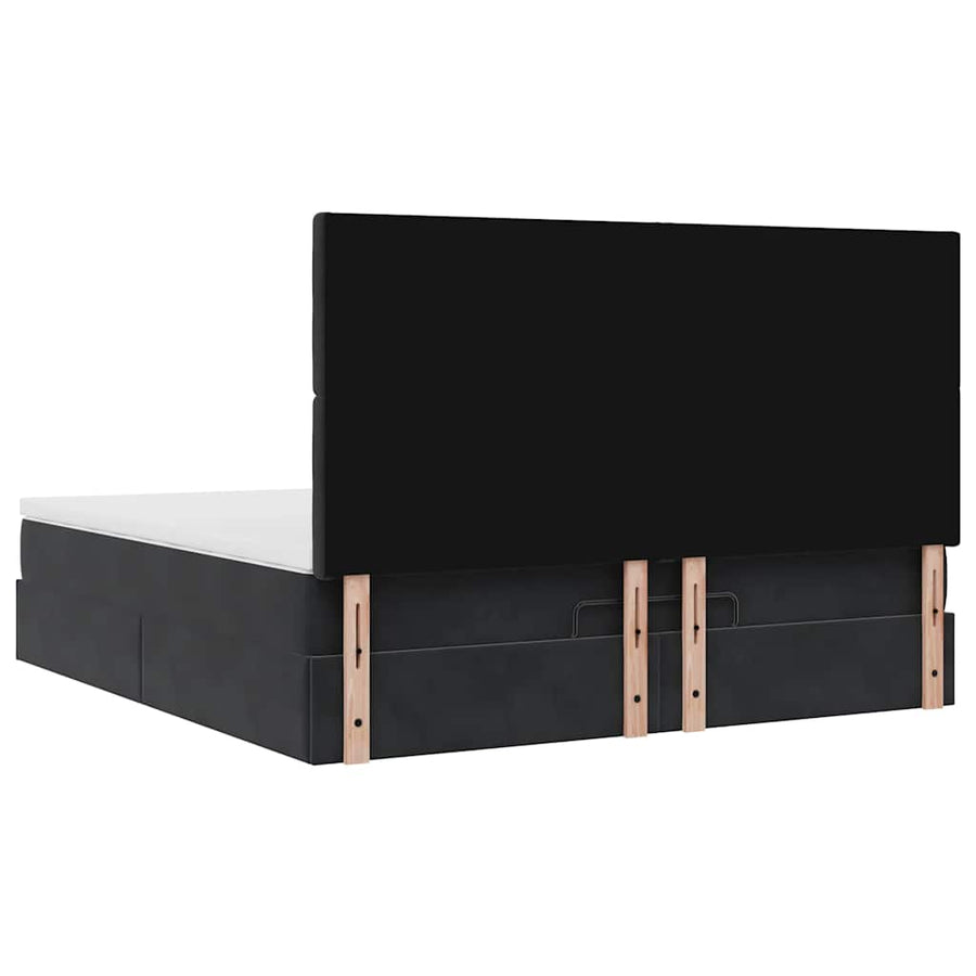 Ottoman bed met matrassen en LED's 160x200cm fluweel zwart
