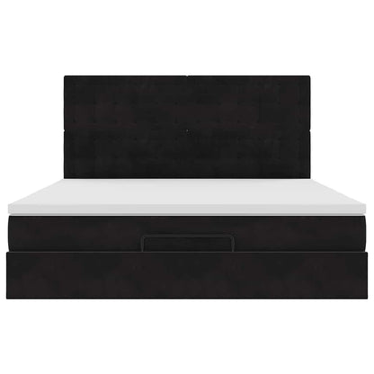 Ottoman bed met matrassen en LED's 160x200cm fluweel zwart