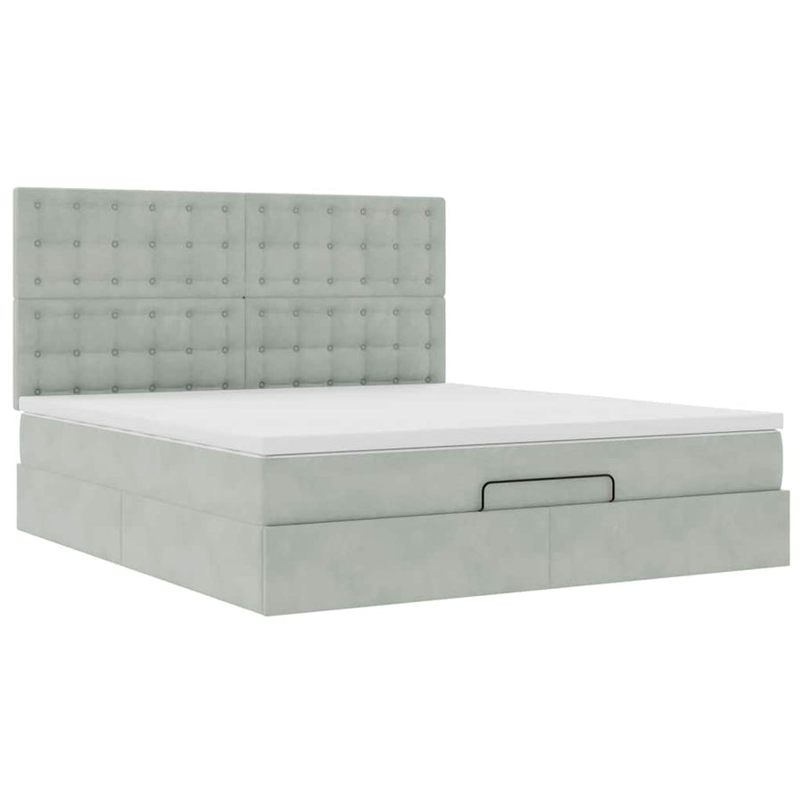 Ottoman bed met matrassen en LED's 180x200cm fluweel lichtgrijs