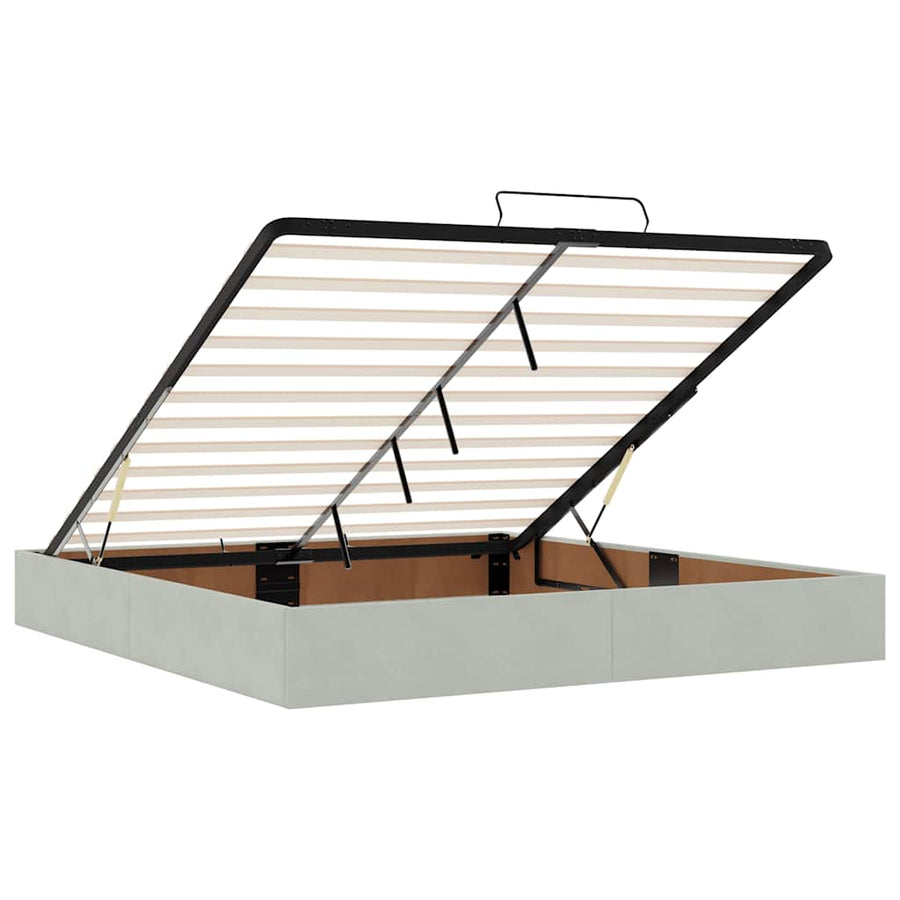Ottoman bed met matrassen en LED's 180x200cm fluweel lichtgrijs