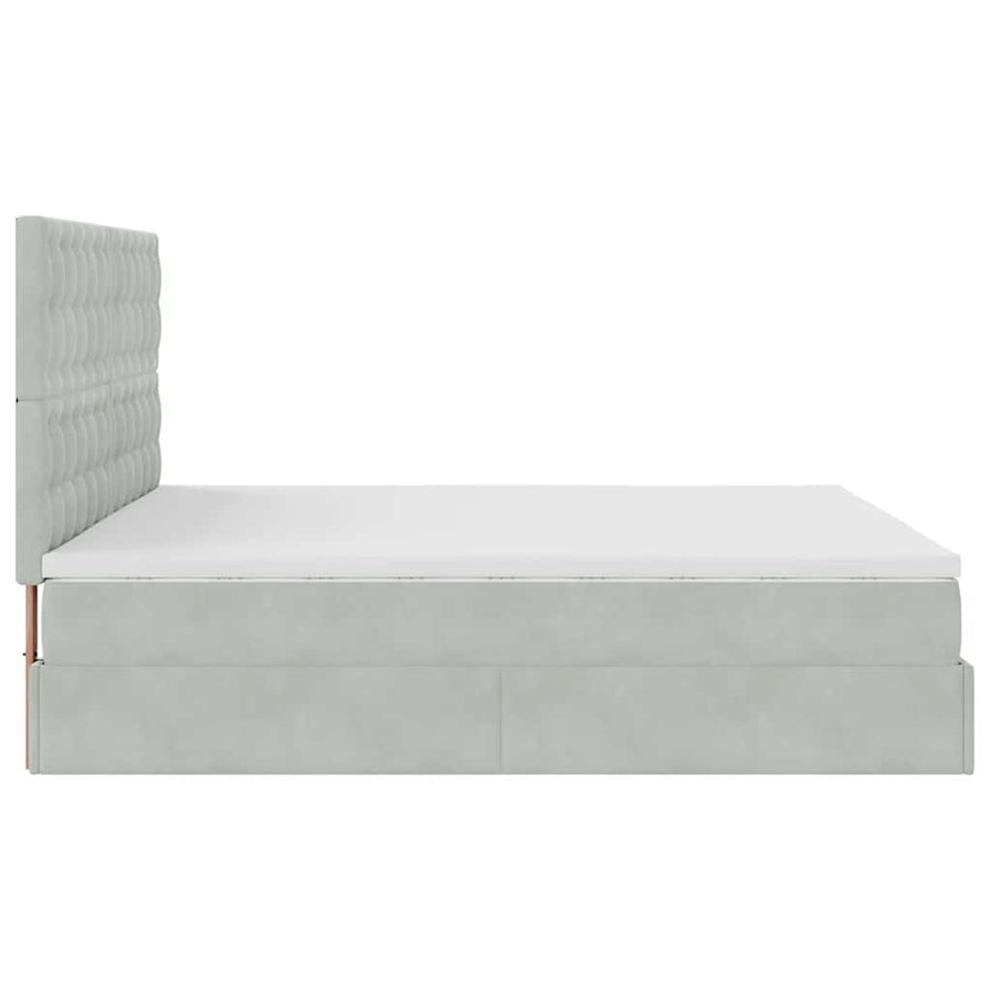 Ottoman bed met matrassen en LED's 180x200cm fluweel lichtgrijs