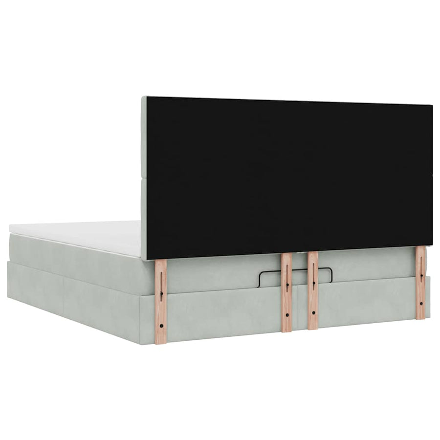 Ottoman bed met matrassen en LED's 180x200cm fluweel lichtgrijs