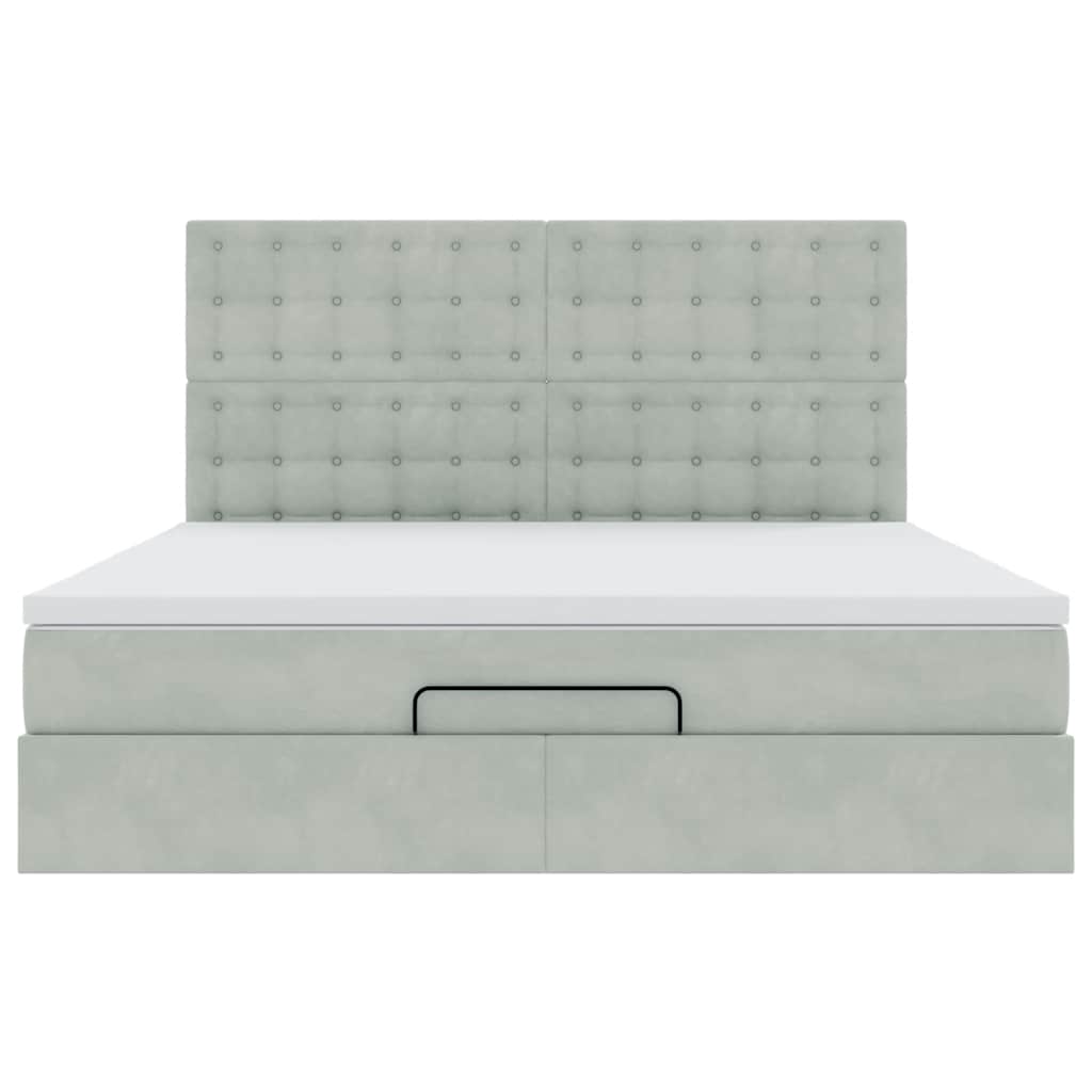 Ottoman bed met matrassen en LED's 180x200cm fluweel lichtgrijs