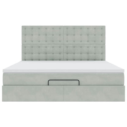 Ottoman bed met matrassen en LED's 180x200cm fluweel lichtgrijs