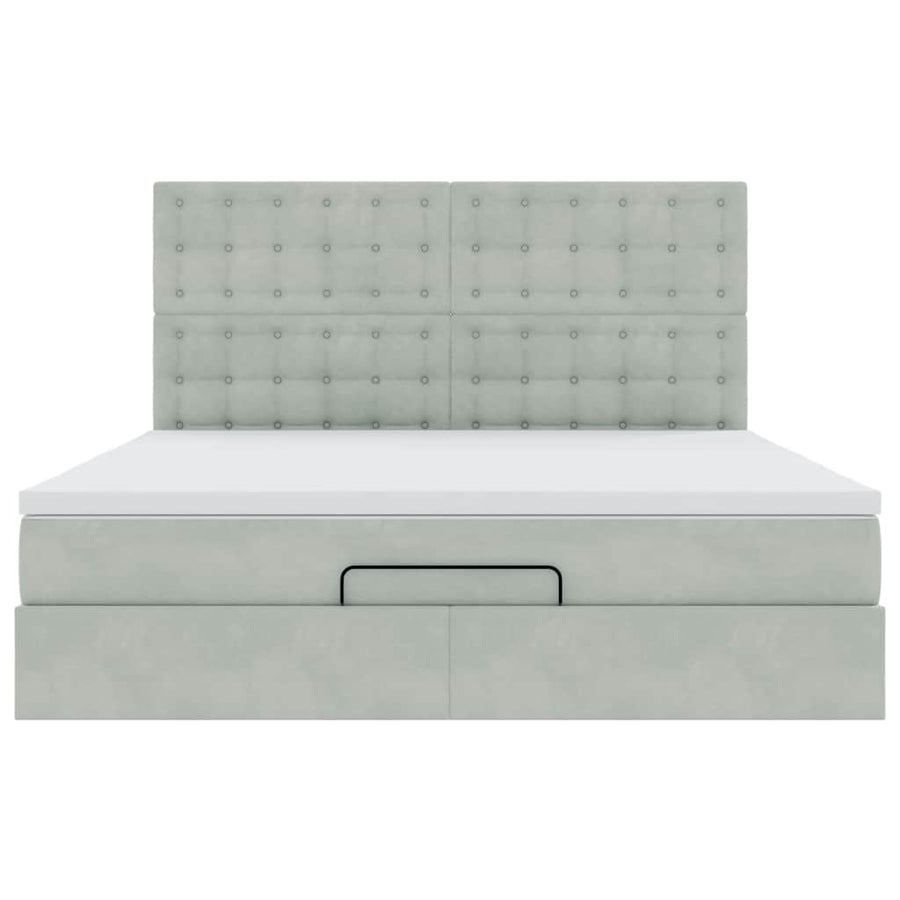 Ottoman bed met matrassen en LED's 180x200cm fluweel lichtgrijs