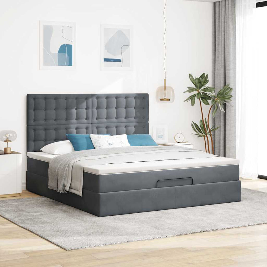 Ottoman bed met matrassen en LED's 180x200cm fluweel