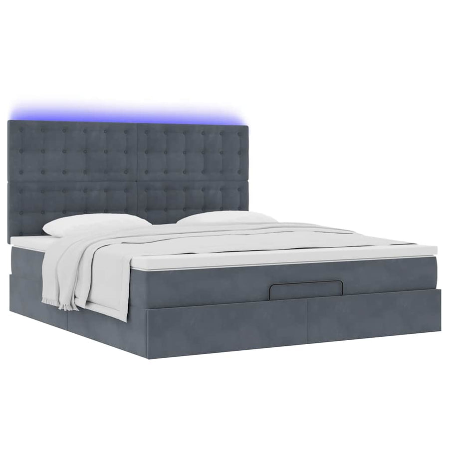 Ottoman bed met matrassen en LED's 180x200cm fluweel