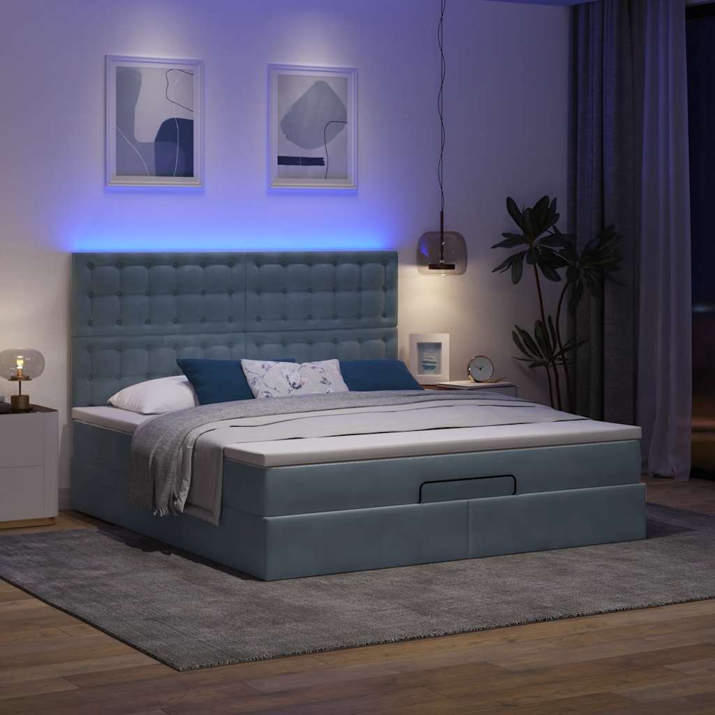Ottoman bed met matrassen en LED's 180x200cm fluweel