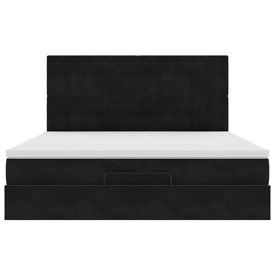 Ottoman bed met matrassen en LED's 180x200cm fluweel zwart