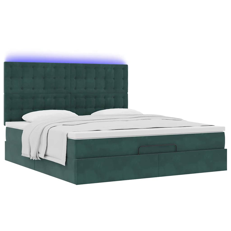 Ottoman bed met matrassen en LED's 180x200cm fluweel