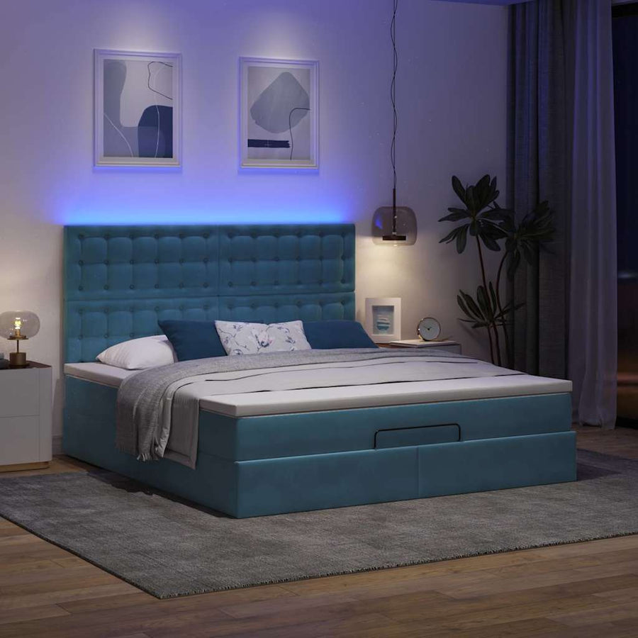 Ottoman bed met matrassen en LED's 180x200cm fluweel