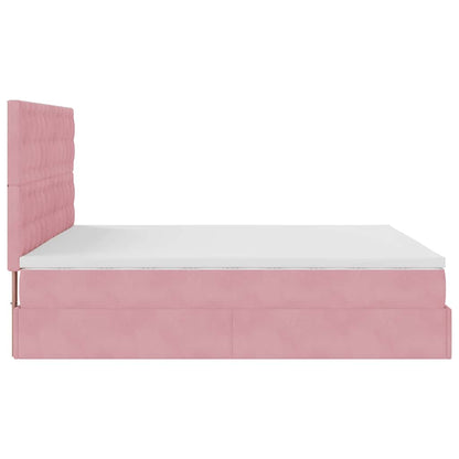 Ottoman bed met matrassen en LED's 180x200cm fluweel roze
